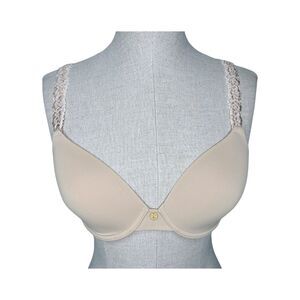 Natori Rose Dream Custom Coverage Underwire Bra sz 32C * Beige Nude T Shirt Bra